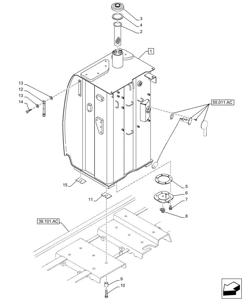 Схема запчастей Case CX210D NLC - (10.216.AI) - FUEL TANK (10) - ENGINE