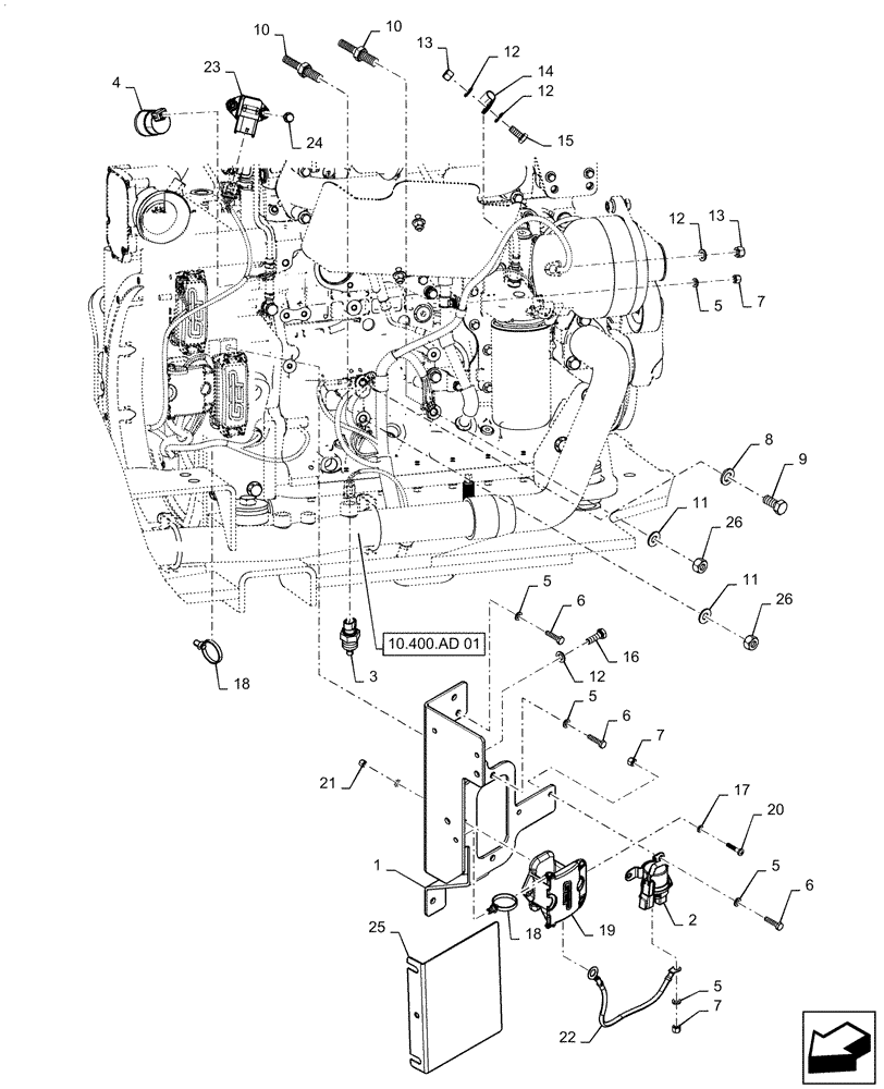 Схема запчастей Case 521F - (55.015.AB[06]) - ENGINE AND REAR FRAME HARNESS INSTALLATION (55) - ELECTRICAL SYSTEMS