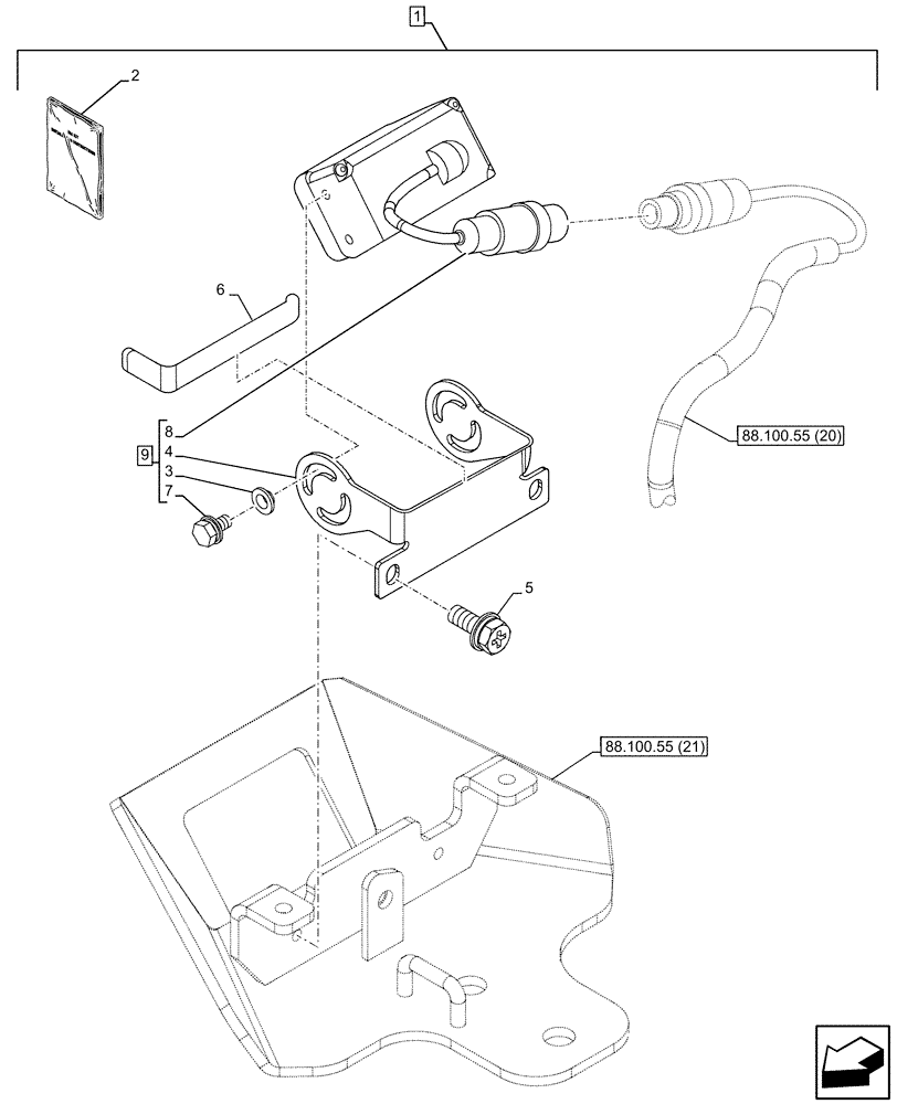 Схема запчастей Case CX300D LC - (88.100.55[19]) - DIA KIT, RIGHT, SIDE CAMERA (88) - ACCESSORIES