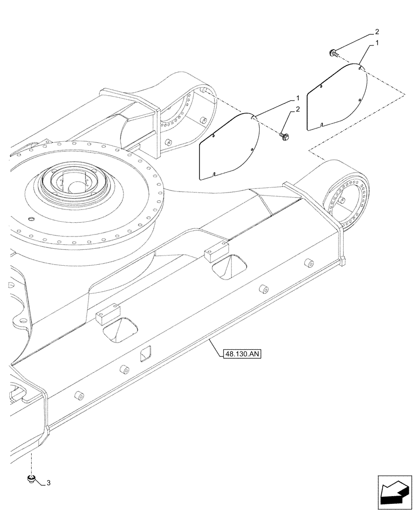 Схема запчастей Case CX210D NLC - (90.130.AG) - GUARD, MOTO-REDUCTION GEAR (90) - PLATFORM, CAB, BODYWORK AND DECALS