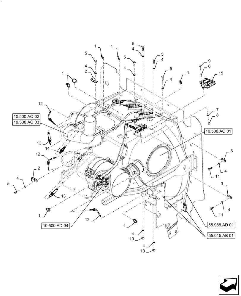 Схема запчастей Case 521F - (55.988.AB[01]) - SELECTIVE CATALYTIC REDUCTION WIRE HARNESS INSTALLATION (55) - ELECTRICAL SYSTEMS