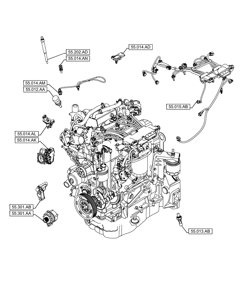 Схема запчастей Case F5HFL463A F001 - (00.000.55) - PICTORIAL INDEX - ELECTRICAL SYSTEMS (00) - GENERAL & PICTORIAL INDEX