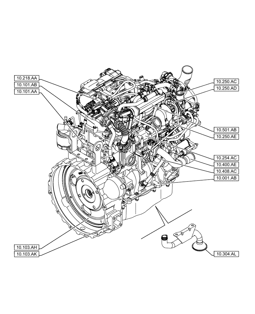Схема запчастей Case F5HFL463A F001 - (10.000.00[02]) - SECTION INDEX - ENGINE (10) - ENGINE