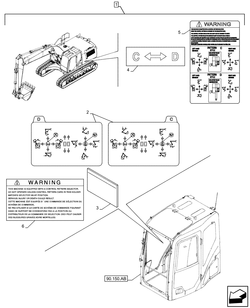 Схема запчастей Case CX490D LC - (88.100.35[200]) - DIA KIT, CONTROL PATTERN SELECTION, DECAL (88) - ACCESSORIES