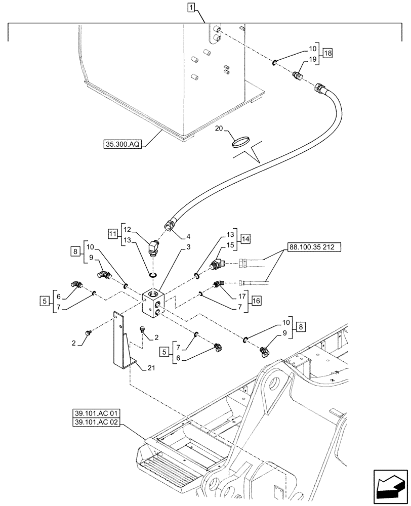 Схема запчастей Case CX490D LC - (88.100.35[207]) - DIA KIT, SAFETY VALVE, ARM, LIFT CYLINDER, CHECK VALVE, LINE (88) - ACCESSORIES