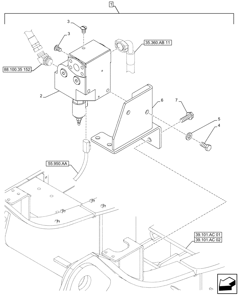 Схема запчастей Case CX500D LC - (88.100.35[153]) - DIA KIT, HAMMER CIRCUIT, HIGH FLOW, SHEARS, W/ ELECTRICAL PROPORTIONAL CONTROL, SELECTOR, VALVE (88) - ACCESSORIES
