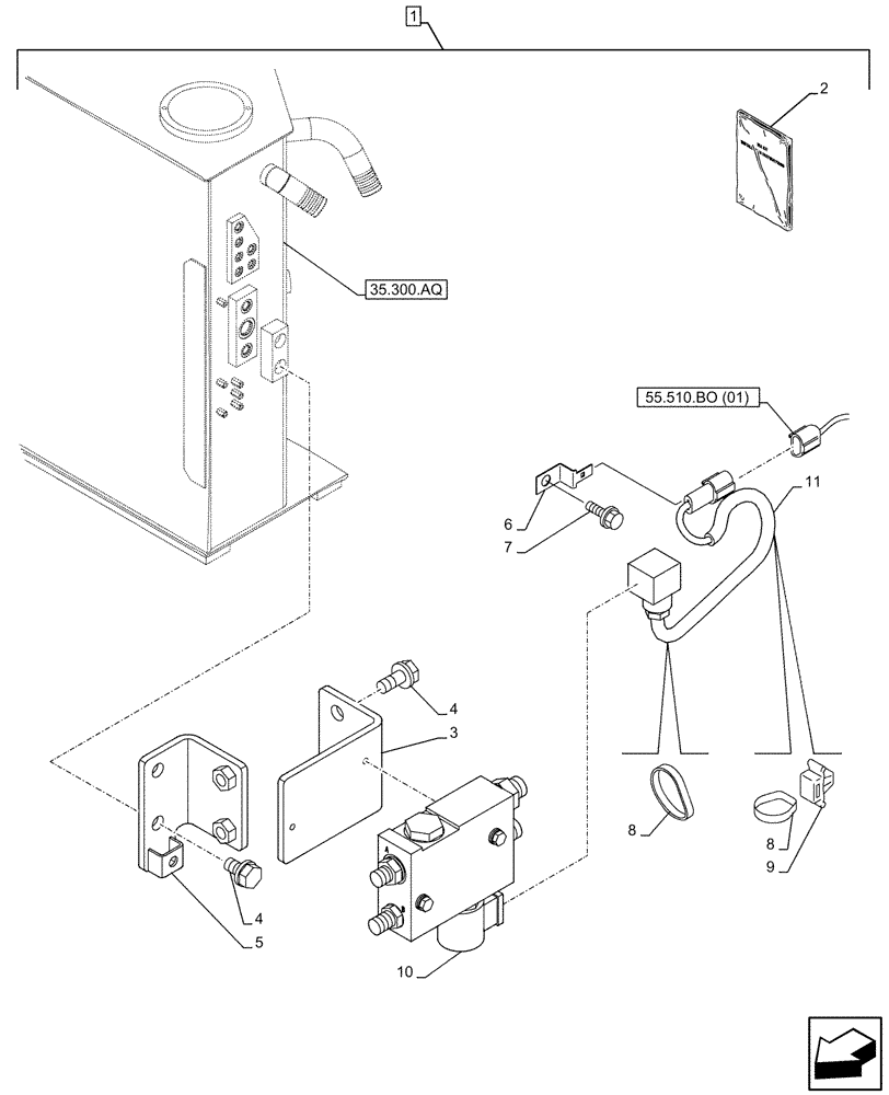 Схема запчастей Case CX300D LC - (88.100.35[222]) - DIA KIT, QUICK COUPLER, SOLENOID VALVE, WIRE HARNESS (88) - ACCESSORIES