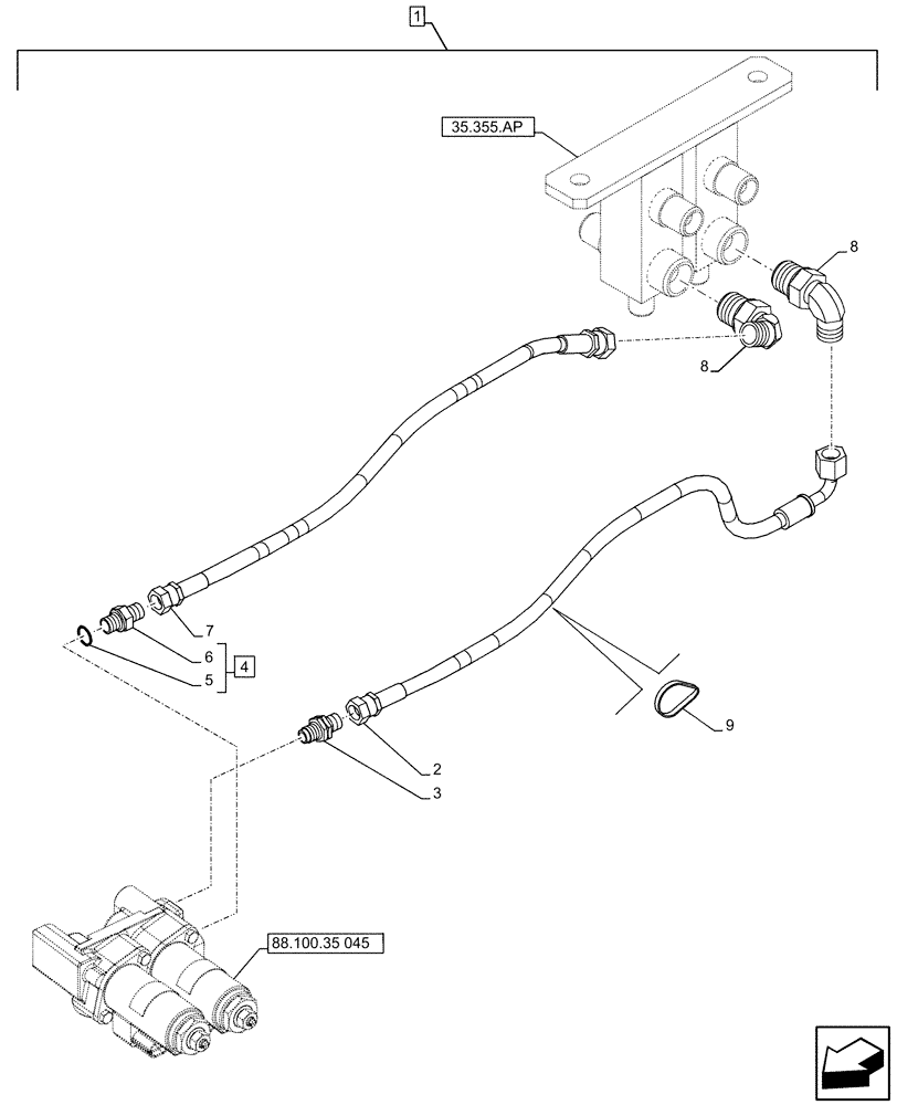 Схема запчастей Case CX500D LC - (88.100.35[047]) - DIA KIT, HAMMER CIRCUIT, HIGH FLOW, W/ ELECTRICAL PROPORTIONAL CONTROL, SOLENOID VALVE, LINE (88) - ACCESSORIES