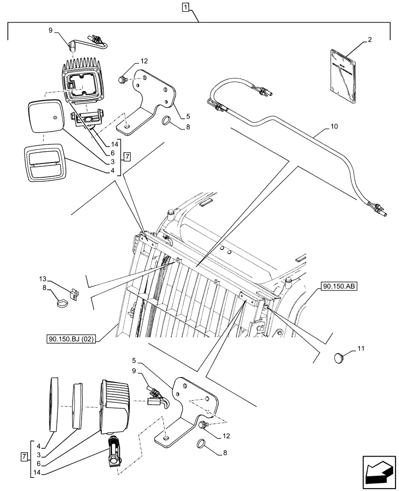 Схема запчастей Case CX500D LC - (88.100.55[28]) - DIA KIT, LED WORK LAMP (88) - ACCESSORIES