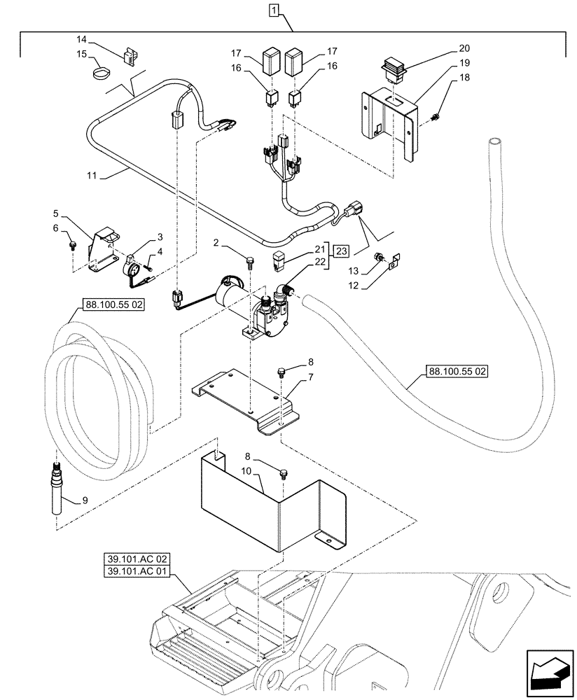 Схема запчастей Case CX500D LC - (88.100.55[01]) - DIA KIT, FUEL TRANSFER PUMP (88) - ACCESSORIES