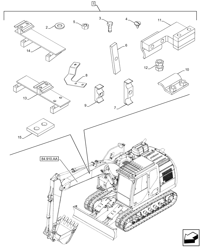 Схема запчастей Case CX210D LC - (88.100.35[236]) - DIA KIT, QUICK COUPLER, BOOM, HBCV, CLAMP (88) - ACCESSORIES