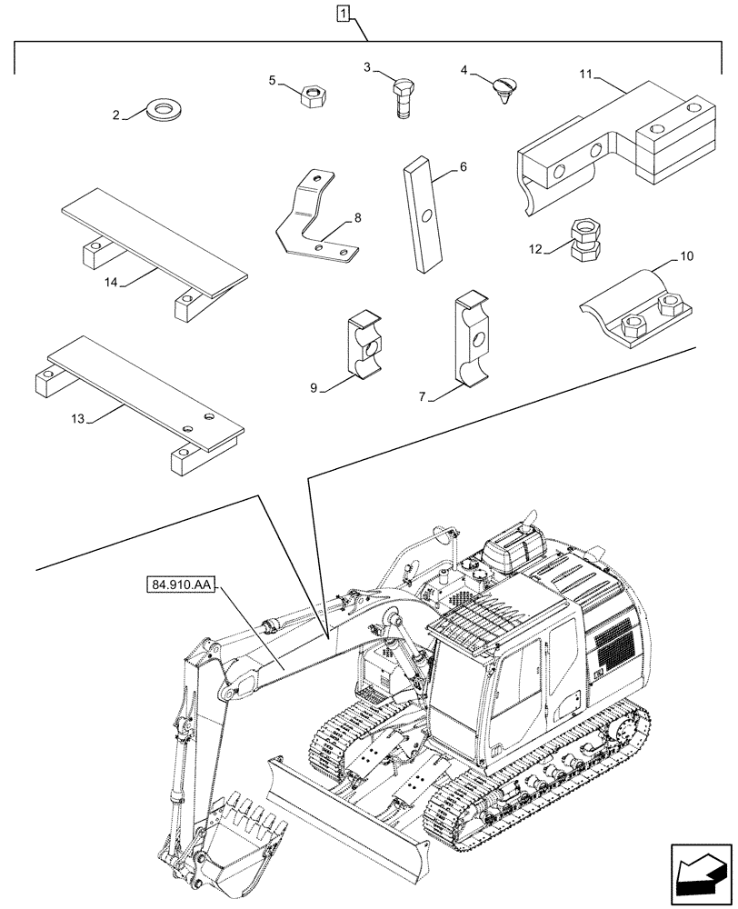 Схема запчастей Case CX300D LC - (88.100.35[232]) - DIA KIT, QUICK COUPLER, BOOM, CLAMP (88) - ACCESSORIES
