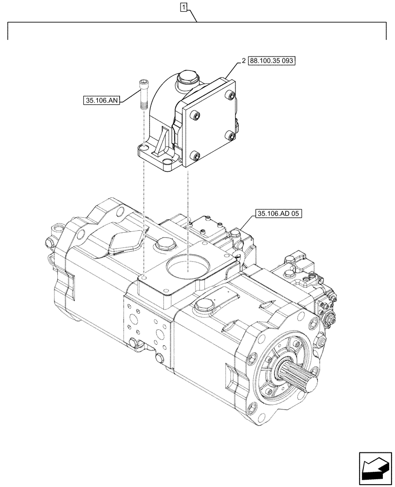 Схема запчастей Case CX500D LC - (88.100.35[092]) - DIA KIT, CLAMSHELL BUCKET, ROTATION, W/ ELECTRICAL PROPORTIONAL CONTROL, PTO (88) - ACCESSORIES