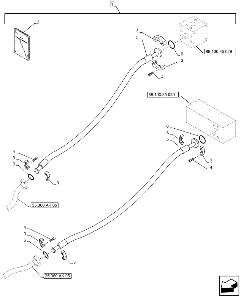 Схема запчастей Case CX500D LC - (88.100.35[028]) - DIA KIT, HAMMER CIRCUIT, W/ ELECTRICAL PROPORTIONAL CONTROL, BOOM, LINE (88) - ACCESSORIES