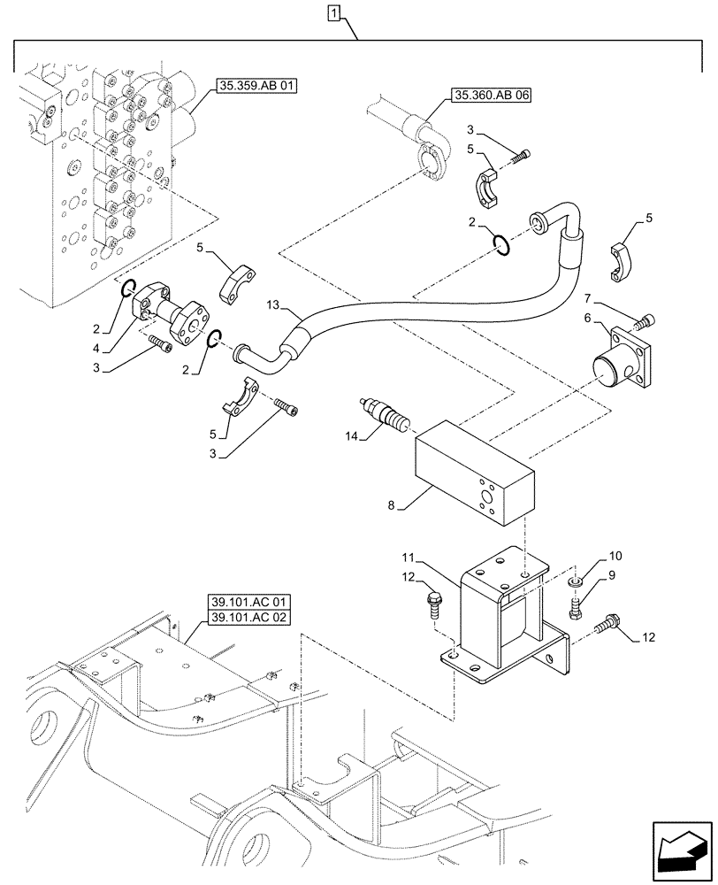 Схема запчастей Case CX500D LC - (88.100.35[043]) - DIA KIT, HAMMER CIRCUIT, HIGH FLOW, W/ ELECTRICAL PROPORTIONAL CONTROL, MANIFOLD VALVE, LINE (88) - ACCESSORIES