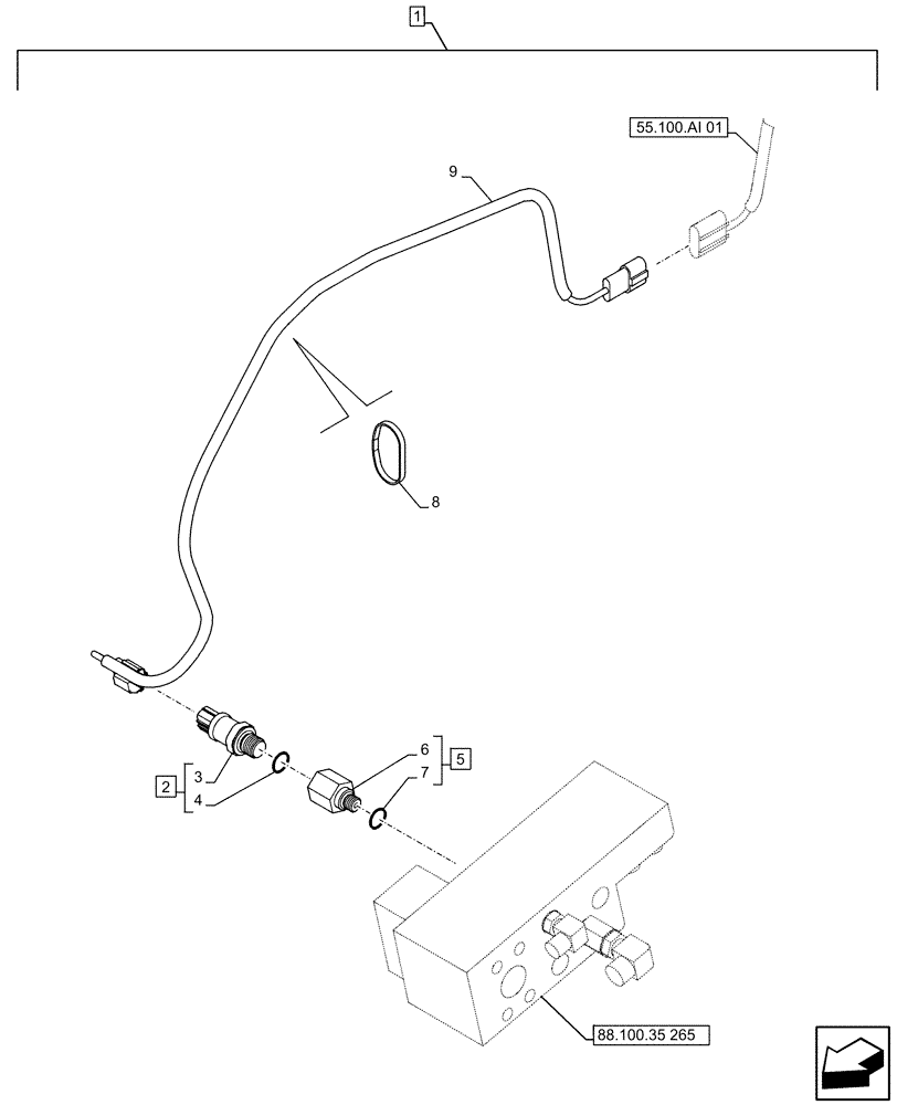Схема запчастей Case CX500D LC - (88.100.35[272]) - DIA KIT, SAFETY VALVE, BOOM, LIFT CYLINDER, CHECK VALVE, WIRE HARNESS, PRESSURE SWITCH (88) - ACCESSORIES