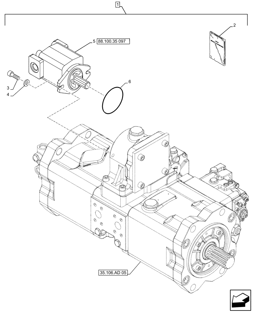 Схема запчастей Case CX500D LC - (88.100.35[096]) - DIA KIT, CLAMSHELL BUCKET, ROTATION, W/ ELECTRICAL PROPORTIONAL CONTROL, HYDRAULIC PUMP, GEAR (88) - ACCESSORIES