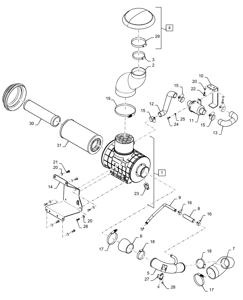 Схема запчастей Case 1650M XLT - (10.202.AK[01]) - AIR INTAKE AND AFTER NFC105000 (10) - ENGINE