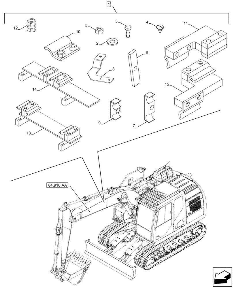 Схема запчастей Case CX300D LC - (88.100.35[234]) - DIA KIT, QUICK COUPLER, BOOM, W/ SECOND OPTION, CLAMP (88) - ACCESSORIES