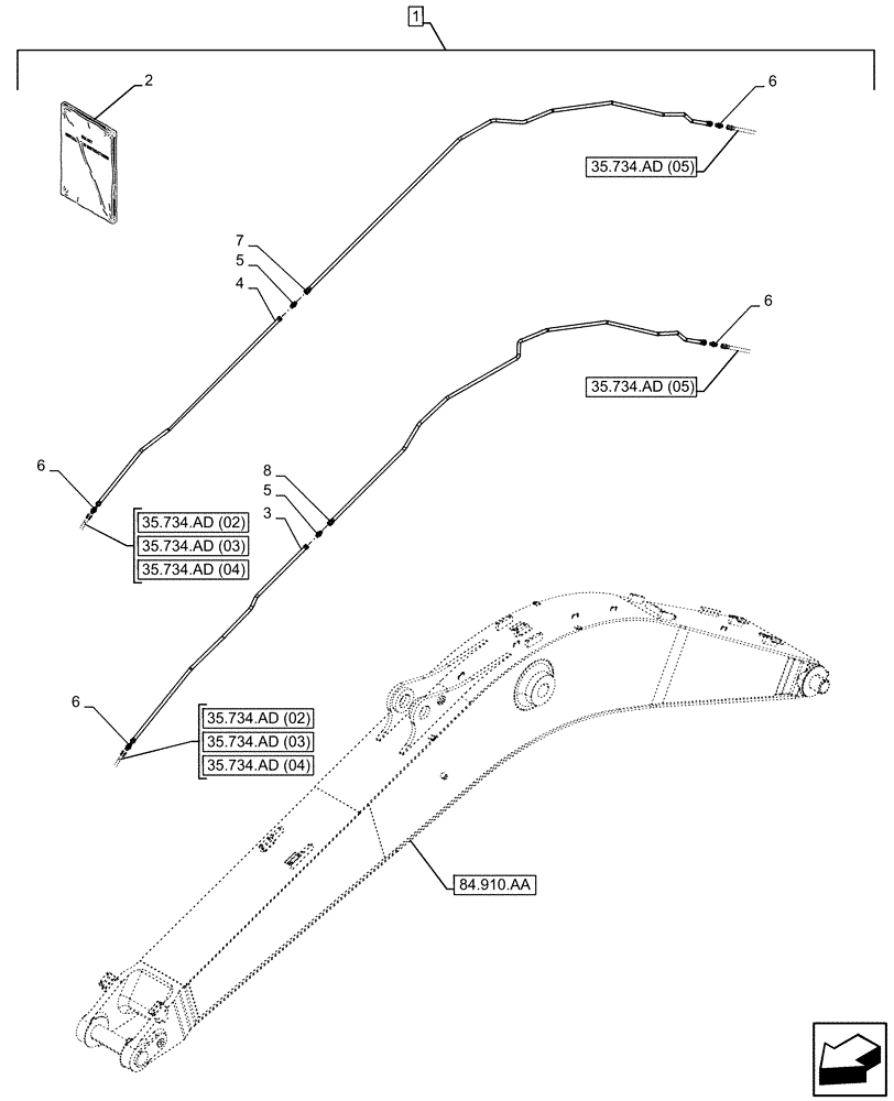Схема запчастей Case CX300D LC - (88.100.35[237]) - DIA KIT, QUICK COUPLER, BOOM, HBCV, W/ SECOND OPTION, HYDRAULIC LINE (88) - ACCESSORIES