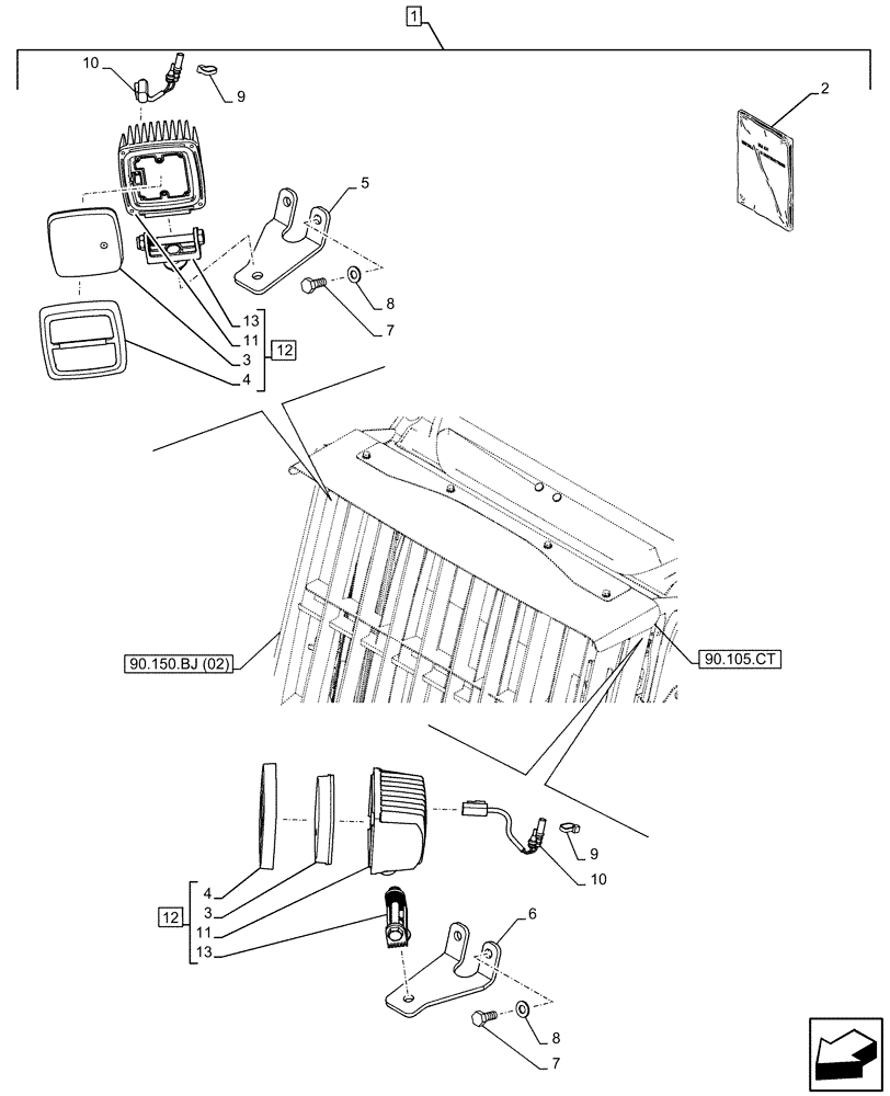 Схема запчастей Case CX300D LC - (88.100.55[27]) - DIA KIT, LED WORK LAMP (88) - ACCESSORIES
