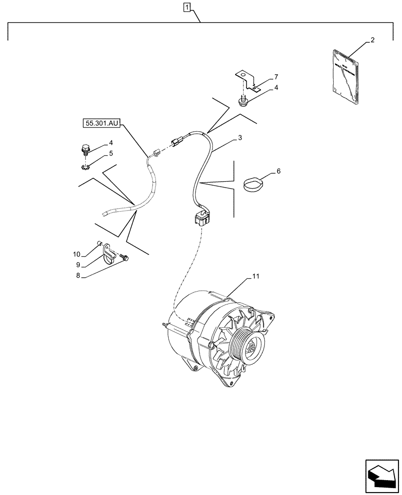 Схема запчастей Case CX250D LC LR - (88.100.55[30]) - DIA KIT, ALTERNATOR (88) - ACCESSORIES