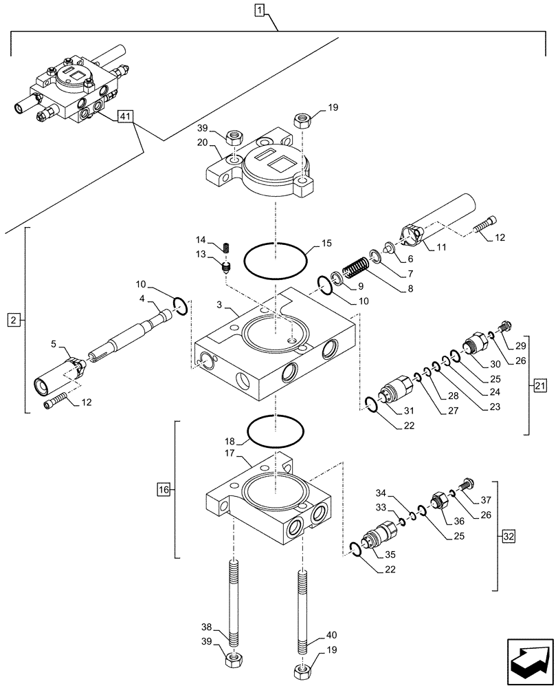 Схема запчастей Case CX500D LC - (88.100.35[104]) - DIA KIT, CLAMSHELL BUCKET, ROTATION, W/ ELECTRICAL PROPORTIONAL CONTROL (88) - ACCESSORIES