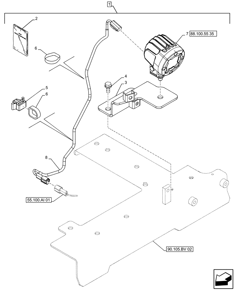 Схема запчастей Case CX500D LC - (88.100.55[34]) - DIA KIT, LEFT, SIDE CAMERA, LIGHT (88) - ACCESSORIES
