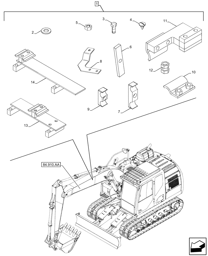 Схема запчастей Case CX300D LC - (88.100.35[236]) - DIA KIT, QUICK COUPLER, BOOM, HBCV, CLAMP (88) - ACCESSORIES