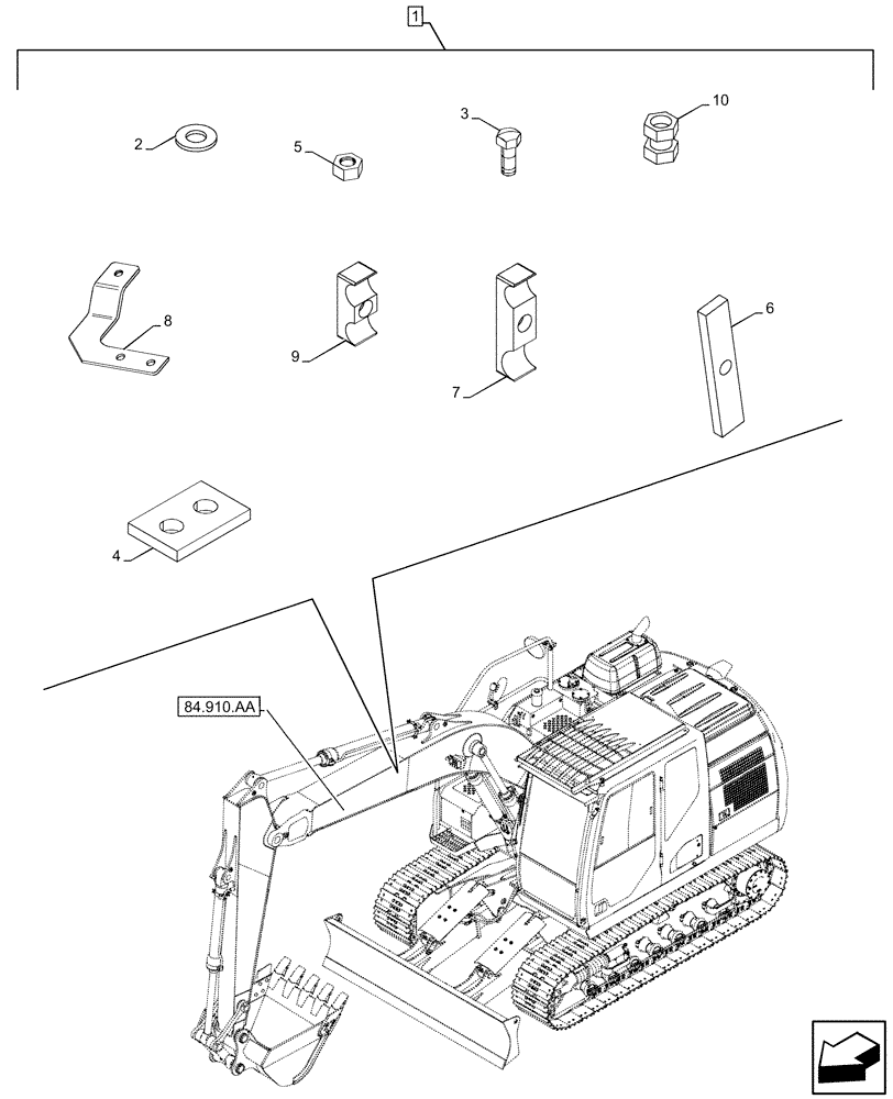 Схема запчастей Case CX210D LC - (88.100.35[240]) - DIA KIT, QUICK COUPLER, BOOM, W/ SECOND OPTION, CLAMP (88) - ACCESSORIES