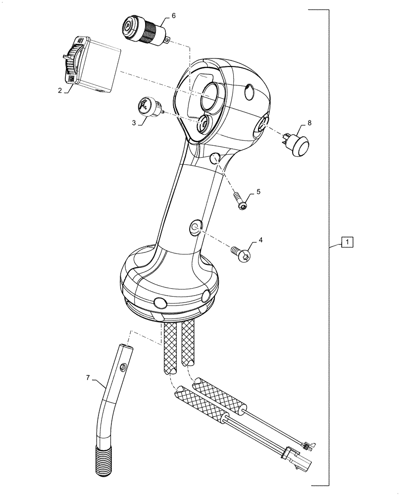 Схема запчастей Case TV380 - (55.512.CL[12]) - LEVEL 250, HANDLE GRIP, RH (55) - ELECTRICAL SYSTEMS