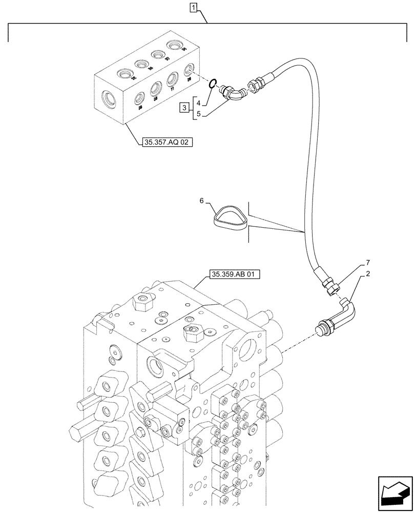 Схема запчастей Case CX500D LC - (88.100.35[264]) - DIA KIT, HAMMER CIRCUIT, W/ HYDRAULIC CONTROL, HYDRAULIC LINE (88) - ACCESSORIES