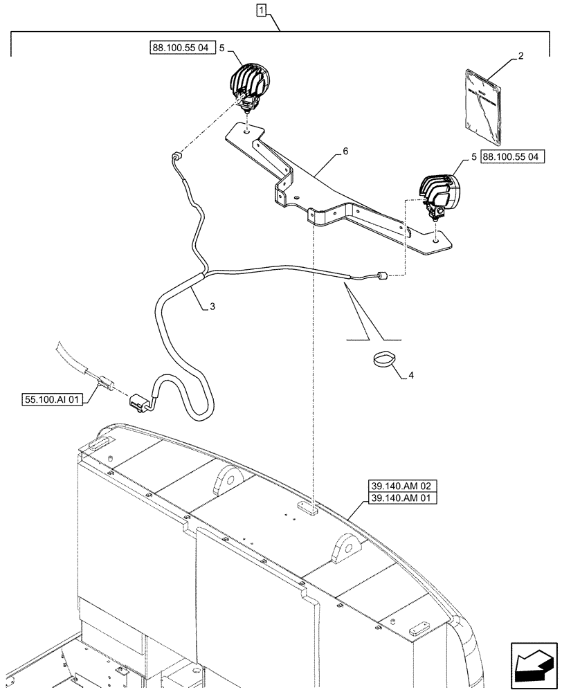 Схема запчастей Case CX500D LC - (88.100.55[03]) - DIA KIT, REAR VIEW CAMERA, LIGHT (88) - ACCESSORIES