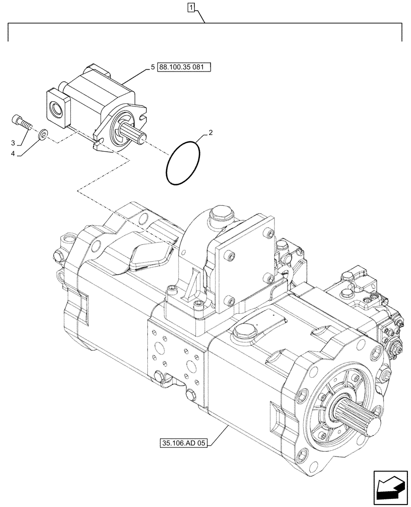 Схема запчастей Case CX500D LC - (88.100.35[080]) - DIA KIT, CLAMSHELL BUCKET, ROTATION, W/ ELECTRICAL PROPORTIONAL CONTROL, HYDRAULIC PUMP, GEAR (88) - ACCESSORIES
