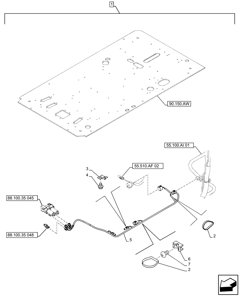 Схема запчастей Case CX500D LC - (88.100.35[049]) - DIA KIT, HAMMER CIRCUIT, HIGH FLOW, W/ ELECTRICAL PROPORTIONAL CONTROL, OPTION, WIRE HARNESS (88) - ACCESSORIES