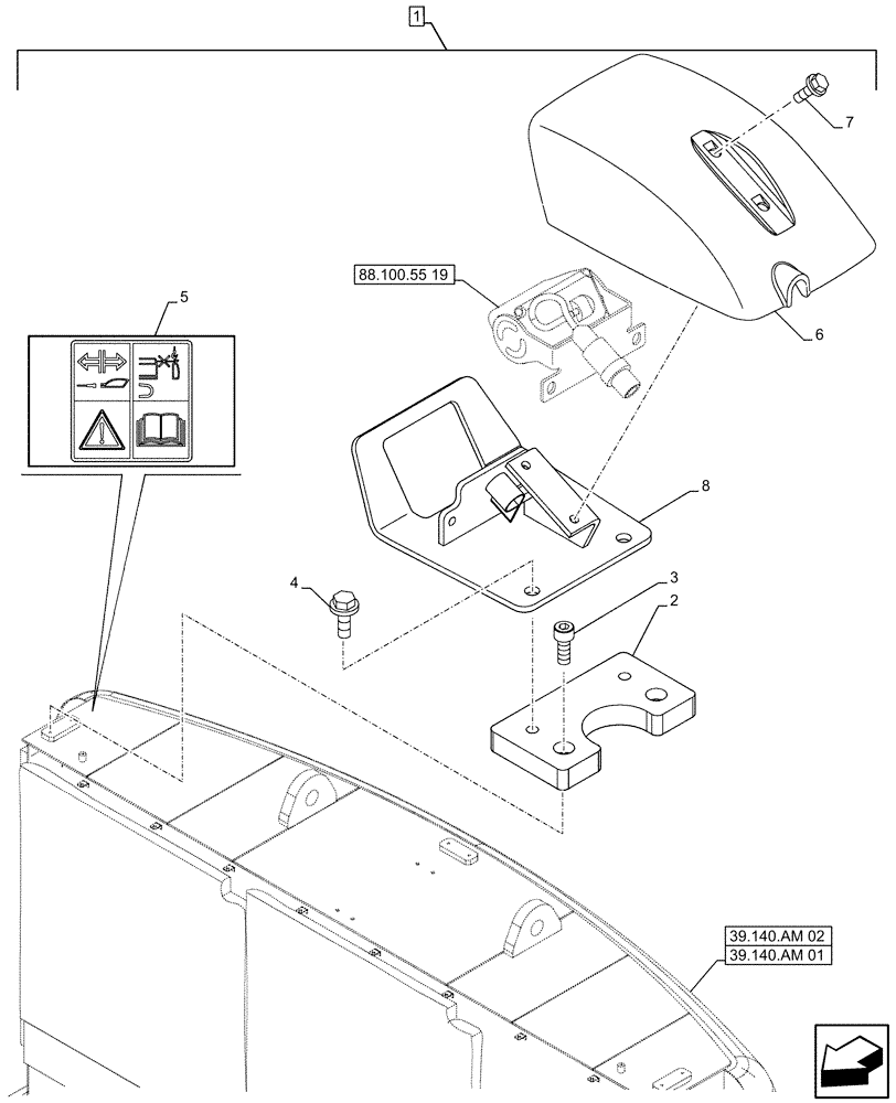 Схема запчастей Case CX500D LC - (88.100.55[21]) - DIA KIT, RIGHT, SIDE CAMERA, COVER (88) - ACCESSORIES