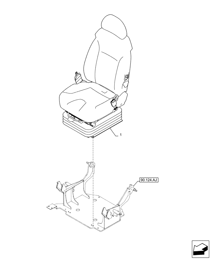 Схема запчастей Case CX500D LC - (90.124.AE[02]) - VAR - 488035 - SEAT, AIR SUSPENSION, HEATED (90) - PLATFORM, CAB, BODYWORK AND DECALS