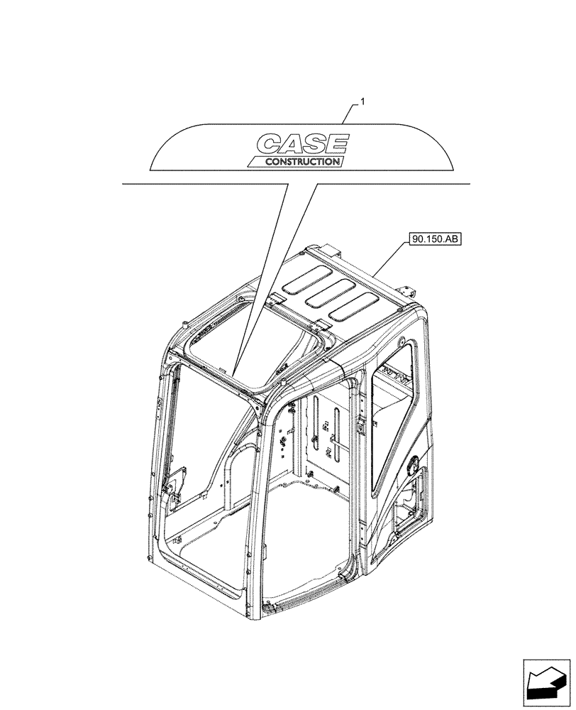 Схема запчастей Case CX210D NLC - (90.108.AB[02]) - MODEL IDENTIFICATION DECAL (90) - PLATFORM, CAB, BODYWORK AND DECALS