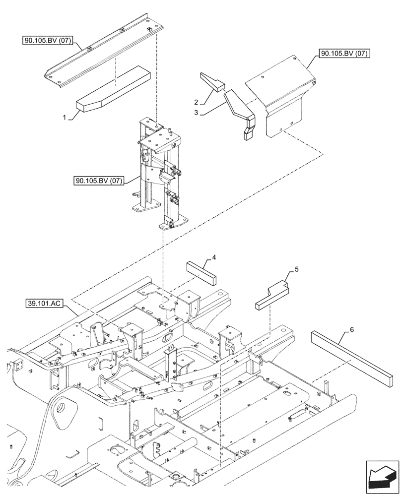Схема запчастей Case CX210D NLC - (90.105.BV[09]) - STD + VAR - 488031 - HOUSING & COVERS, INSULATION (90) - PLATFORM, CAB, BODYWORK AND DECALS