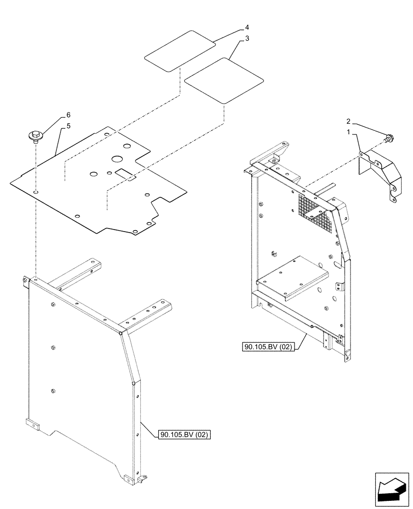 Схема запчастей Case CX210D NLC - (90.105.BV[11]) - TOP COVER, PLATE, STANDARD (90) - PLATFORM, CAB, BODYWORK AND DECALS