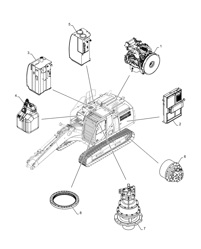 Схема запчастей Case CX210D NLC - (05.100.03[02]) - CAPACITIES (05) - SERVICE & MAINTENANCE
