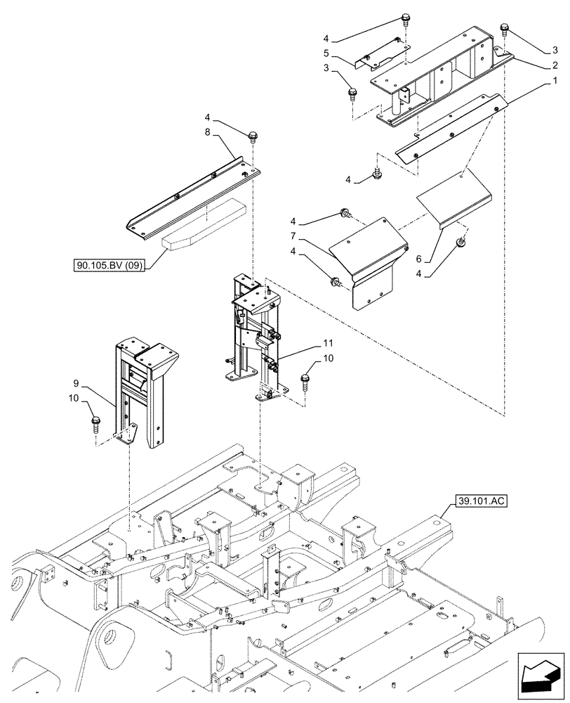 Схема запчастей Case CX210D NLC - (90.105.BV[07]) - STD + VAR - 488031 - HOUSING & COVERS (90) - PLATFORM, CAB, BODYWORK AND DECALS