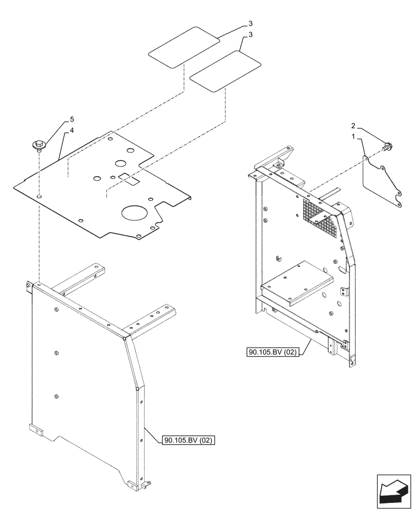 Схема запчастей Case CX210D NLC - (90.105.BV[12]) - VAR - 488031 - TOP COVER, PLATE, PRE-CLEANER, CYCLONE TYPE (90) - PLATFORM, CAB, BODYWORK AND DECALS