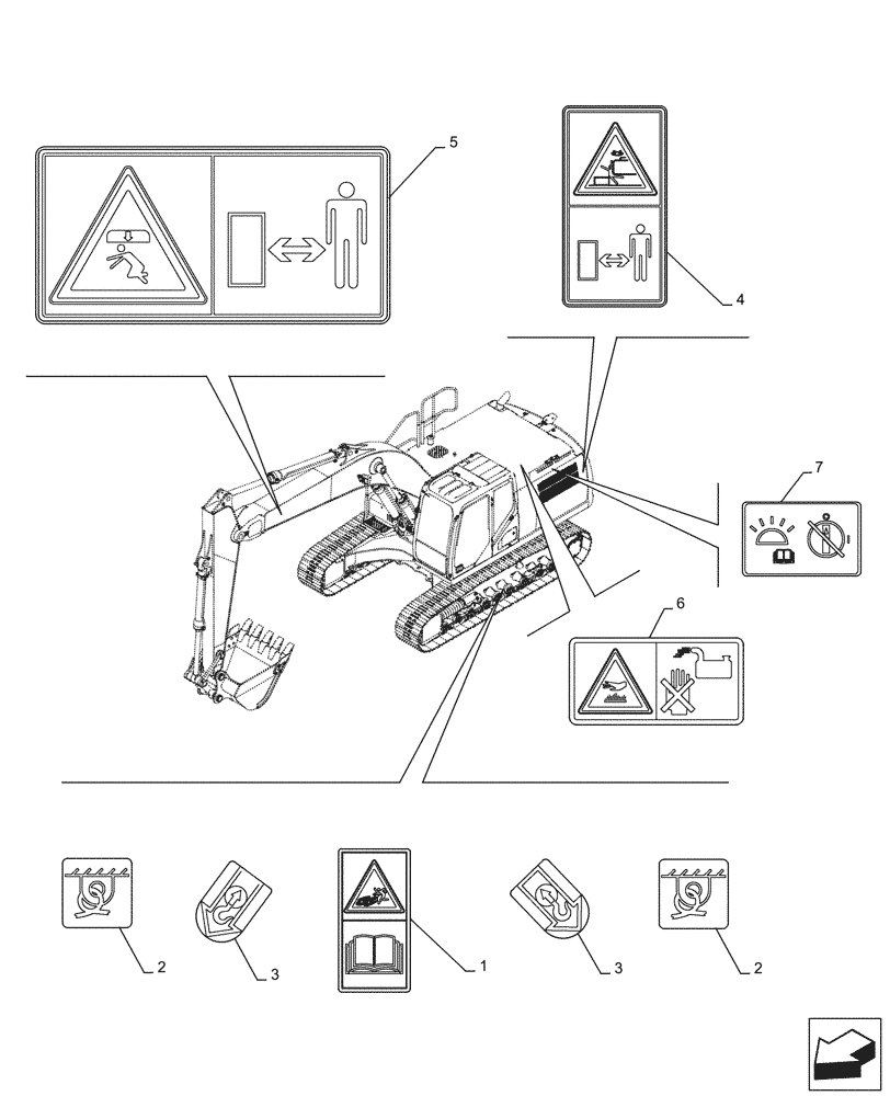 Схема запчастей Case CX210D NLC - (90.108.AC[03]) - WARNING DECAL (90) - PLATFORM, CAB, BODYWORK AND DECALS
