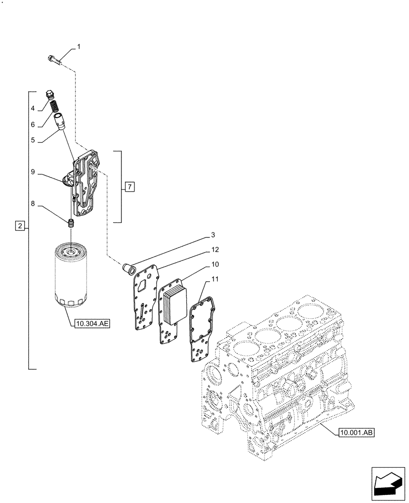 Схема запчастей Case F4HFE413N B006 - (10.408.AC) - HEAT EXCHANGER (10) - ENGINE