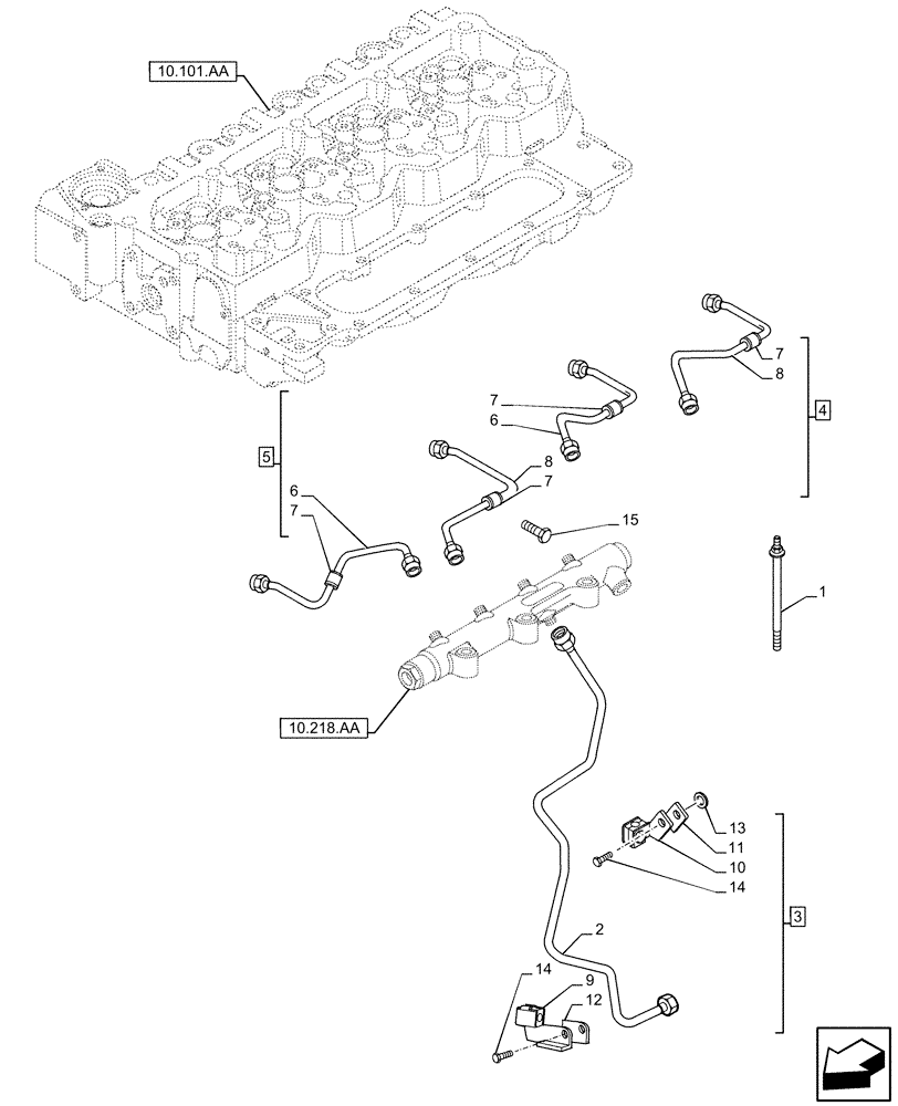 Схема запчастей Case F4HFE413N B007 - (10.218.AI[02]) - INJECTION PIPE (10) - ENGINE