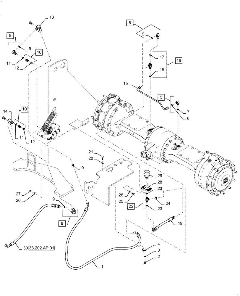 Схема запчастей Case 521F - (33.202.AP[02]) - VAR - 424235 - HEAVY DUTY BRAKE LINE INSTALLATION (33) - BRAKES & CONTROLS