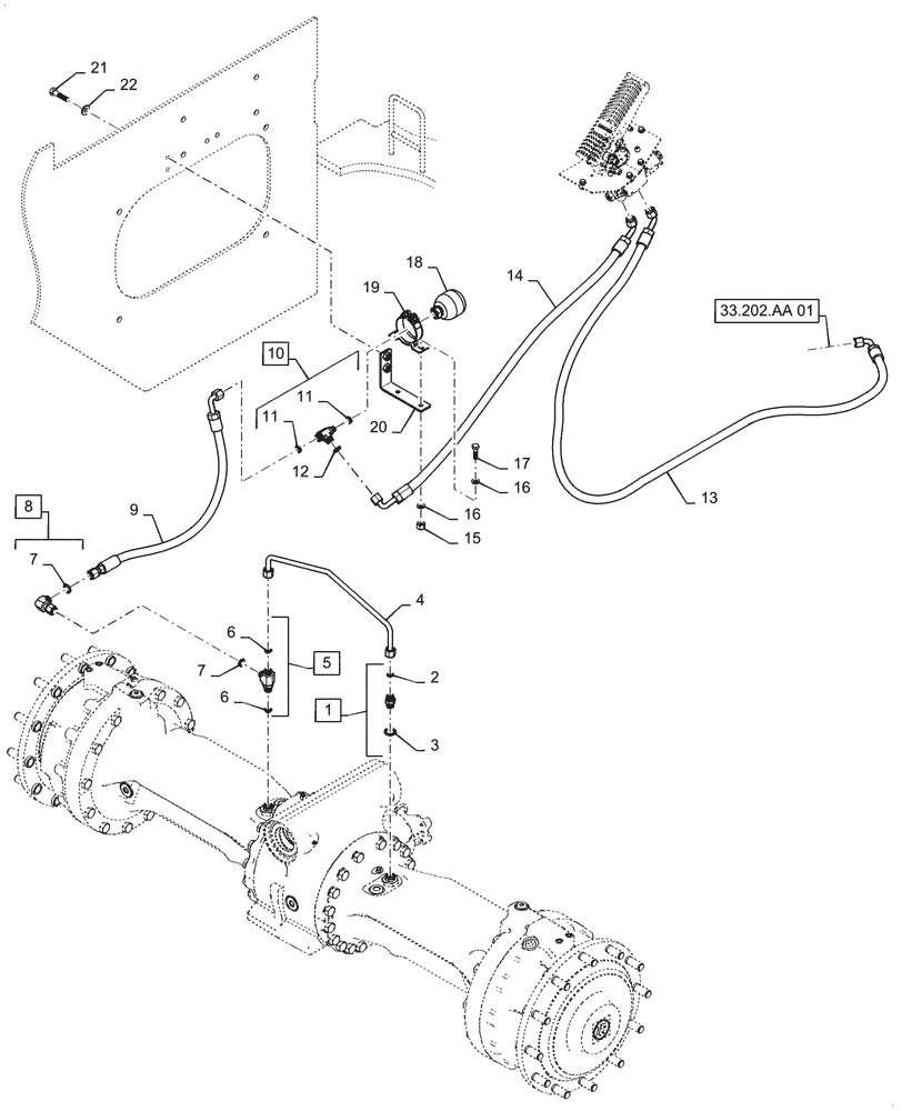 Схема запчастей Case 521F - (33.202.AP[01]) - VAR - 424235 - HEAVY DUTY BRAKE LINE INSTALLATION (33) - BRAKES & CONTROLS