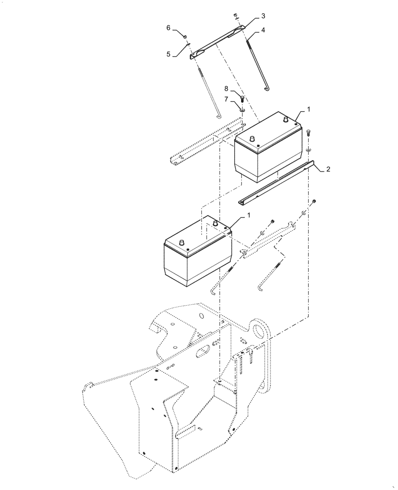 Схема запчастей Case 521F - (55.302.AG[01]) - VAR - 482322 - BATTERY, MOUNTING PARTS, HEAVY DUTY (55) - ELECTRICAL SYSTEMS