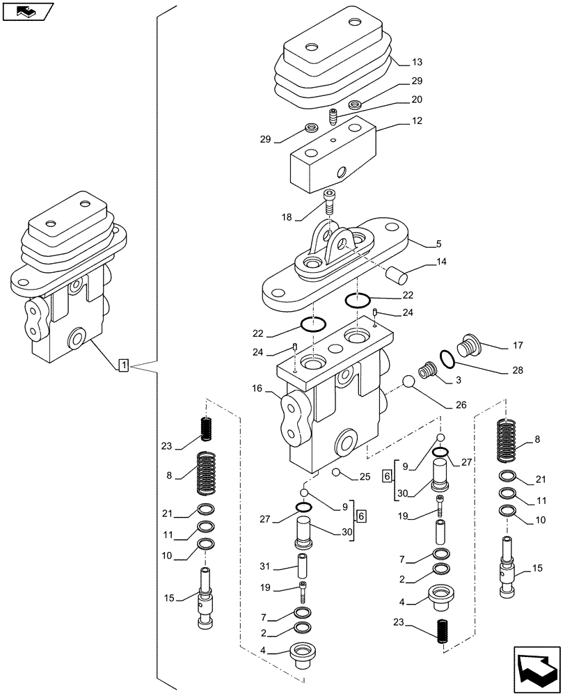Схема запчастей Case CX145C SR - (35.204.BE[05]) - VALVE OFFSET, COMPONENTS (35) - HYDRAULIC SYSTEMS